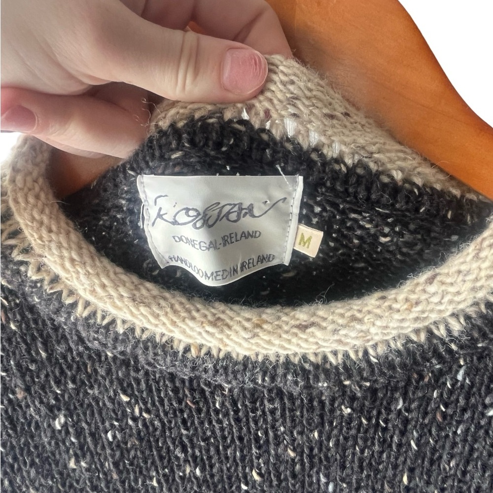 Charcoal gray donegal wool sweater - Picture 3 of 4